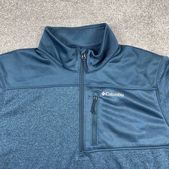 Columbia 1/4 Zip Pullover Mens Large Fleece Zip Pocket Stretch Outdoors Blue - Picture 4 of 12